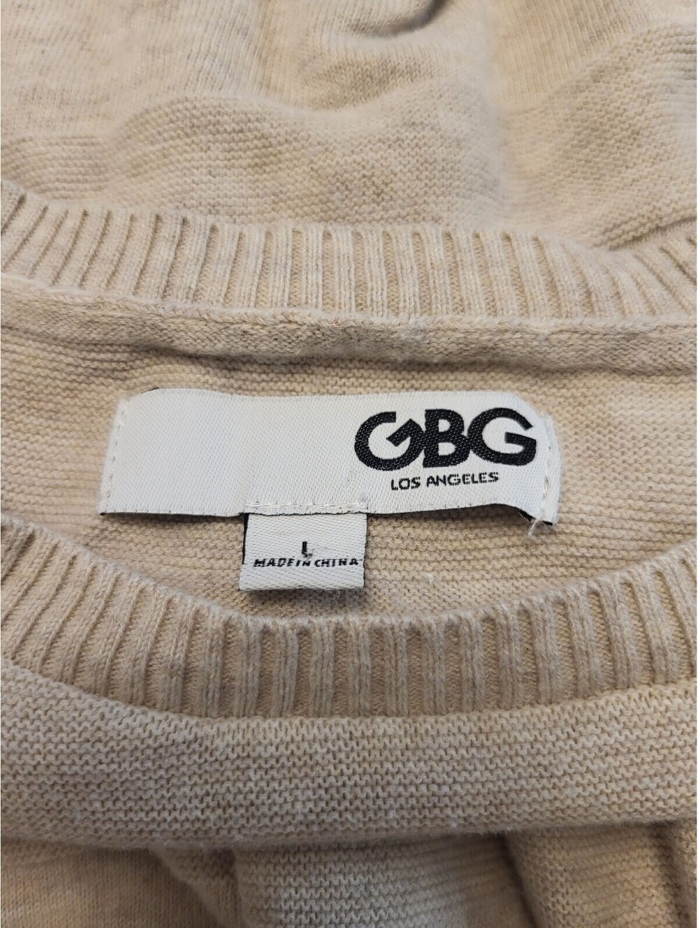 GBG Los Angeles Beige Long Sleeve Sweater Size L